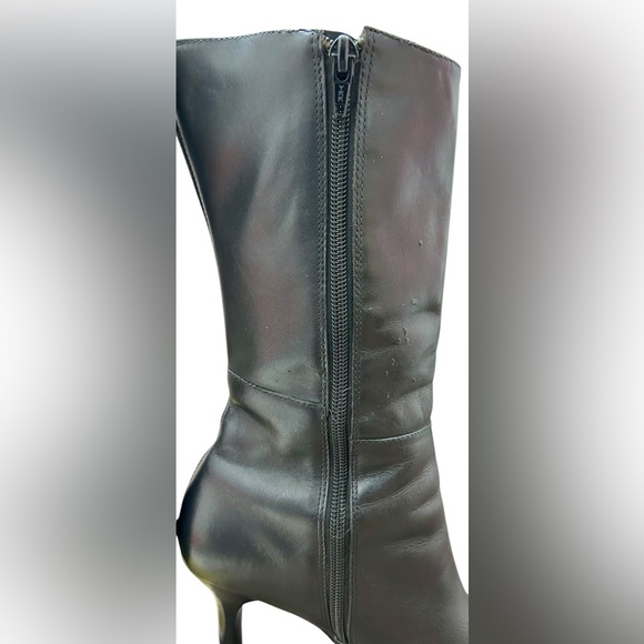 NORDSTROM BP Lace-Up & Zip High Heel Square Toe Leather Boots In Black 9.5 ✨EUC✨ - Picture 7 of 13